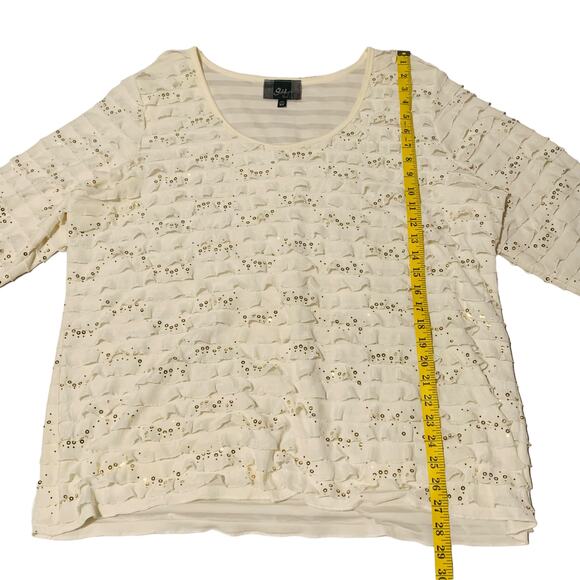 SLINKY BRAND Top Size 2X Stretchy Rows of Ruffles Sequins Women's - Picture 4 of 7